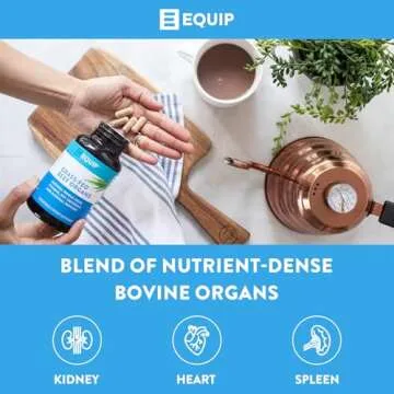Equip Foods Grass-Fed Beef Organs | Grass Fed Beef Organ Supplement | Support Heart, Kidney & Spleen Health, Detox, Digestion & Metabolism | Antibiotic and GMO Free | 120 Capsules, 30 Servings