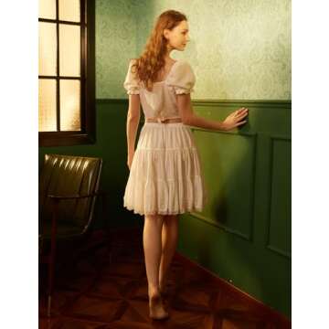 BEAUTELICATE Women 100% Cotton Skirt 3 Tiered A-Line Retro Medieval Skirt