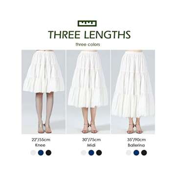 BEAUTELICATE Women 100% Cotton Skirt 3 Tiered A-Line Retro Medieval Skirt