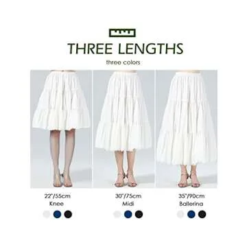 BEAUTELICATE Women 100% Cotton Skirt 3 Tiered A-Line Retro Medieval Skirt