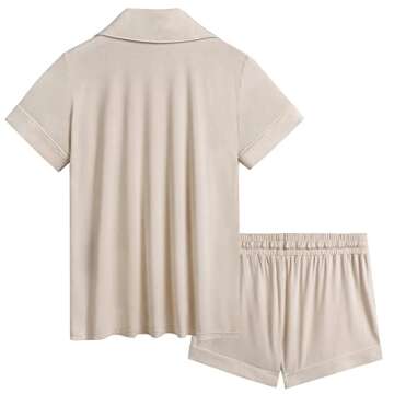 Cherrydew Women Bamboo Viscose Super Soft Comfy Summer Cooling Short Sleeve Button Down Pajama Short...