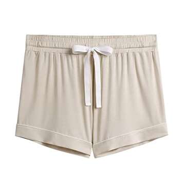 Cherrydew Women Bamboo Viscose Super Soft Comfy Summer Cooling Short Sleeve Button Down Pajama Shorts Sets (Cream,S)