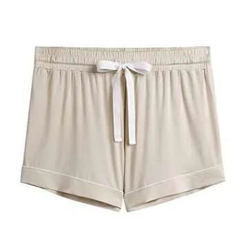 Cherrydew Women Bamboo Viscose Super Soft Comfy Summer Cooling Short Sleeve Button Down Pajama Shorts Sets (Cream,S)