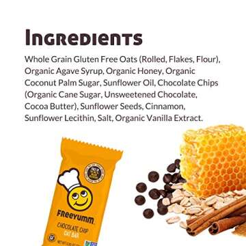 FreeYumm Chocolate Chip Soft Baked Bars - Plant Based - Allergy Friendly Snacks - Gluten Free - Safe for School - 30 Individually Wrapped Bars