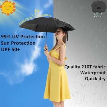 BAODINI Travel Mini Umbrella for Purse With Case Small Compact UV Sun Protection Sun Lightweight Tin...