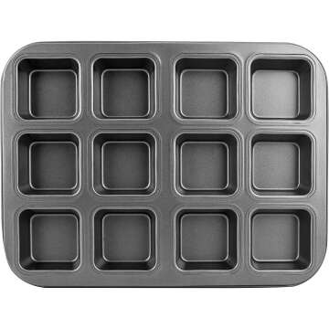 Beasea Non-Stick Brownie Pan with Dividers - 12 Cavity