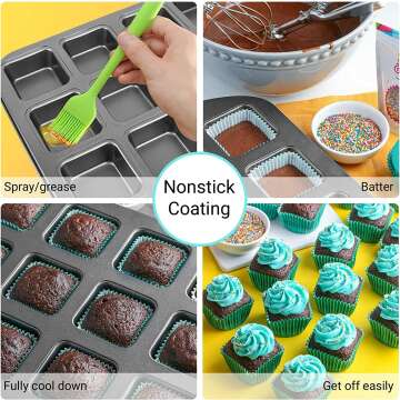 Beasea Non-Stick Brownie Pan with Dividers - 12 Cavity