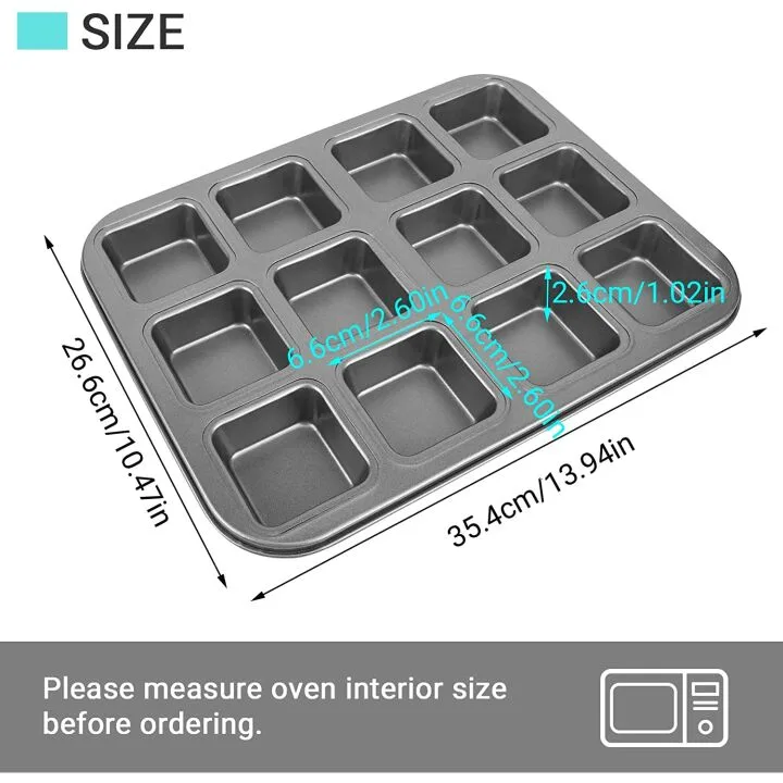 Beasea Non-Stick Brownie Pan with Dividers - 12 Cavity