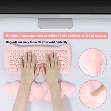 MANBASNAKE Keyboard Cloud Wrist Rest,PU High Density Memory Foam with Non-Slip Base for Typing Pain ...