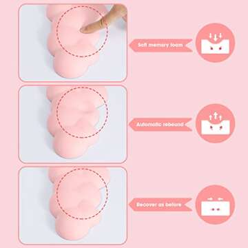 MANBASNAKE Keyboard Cloud Wrist Rest,PU High Density Memory Foam with Non-Slip Base for Typing Pain Relief,Ergonomic Keyboard Pad with Wrist Support for Home Office/Computer/Laptop/Gaming-Light Pink