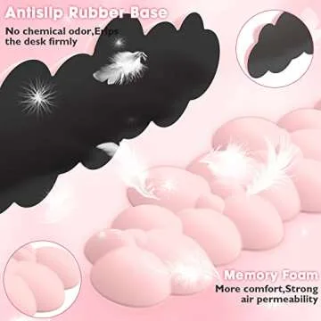 MANBASNAKE Keyboard Cloud Wrist Rest,PU High Density Memory Foam with Non-Slip Base for Typing Pain Relief,Ergonomic Keyboard Pad with Wrist Support for Home Office/Computer/Laptop/Gaming-Light Pink