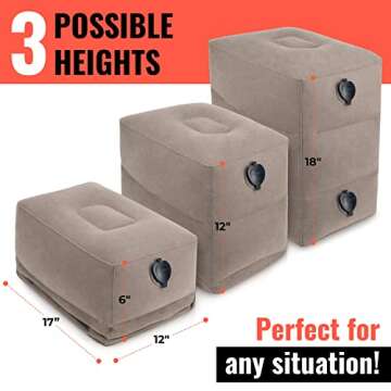 Koala Kloud 3 Height Travel Foot Rest - Gray Inflatable Foot Rest Pillow, Airplane Footrest for Flights, Car Seat, Airplane Bed for Toddler Airplane Travel Essentials Kids Accessories (Gray)