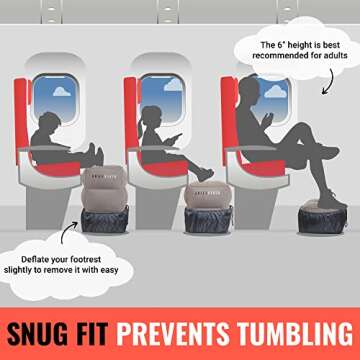 Koala Kloud 3 Height Travel Foot Rest - Gray Inflatable Foot Rest Pillow, Airplane Footrest for Flights, Car Seat, Airplane Bed for Toddler Airplane Travel Essentials Kids Accessories (Gray)