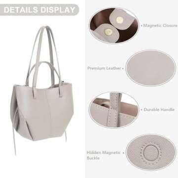 Juoxeepy Work Bag Faux Leather Tote Bag for Women Trendy Handbag Purse Fall Shoulder Bag with Magnetic Closure