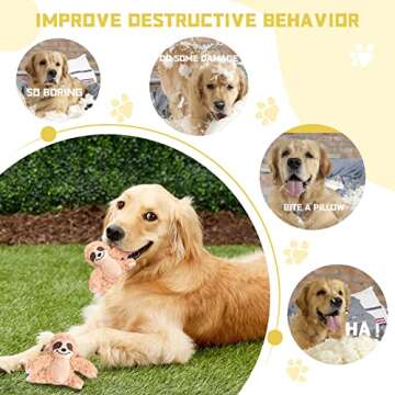 okegztoa Interactive Squeaky Dog Toys Plush Sloth Dog Toy, Stuffing Woodland Friends Burrow, Squeaky Plush Dog Toy for Small Medium Large Dogs (Large)