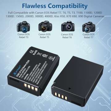 Artman LP-E10 Battery 2-Pack 1600mAh and Rapid Dual USB Charger for Canon LP E10, EOS Rebel T7 T6 T5...