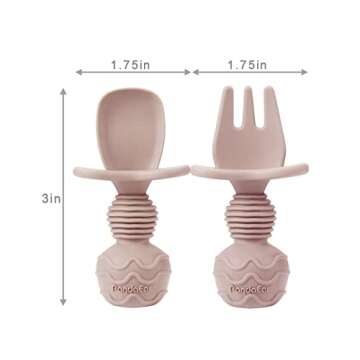 PandaEar 4 Pack Silicone Baby Spoons Forks Feeding Set, Toddler Utensils Baby Led Weaning Supplies, ...