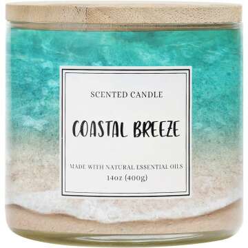 Summer Candle Coastal Breeze 3-Wick Soy Wax Candle, 14 oz for 40 Hours of Freshness