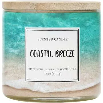 Summer Candle Coastal Breeze 3-Wick Soy Wax Candle, 14 oz for 40 Hours of Freshness