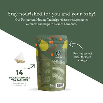 Oat Mama Spiced Pear Postpartum Healing Tea: Turmeric Fights Inflammation Promotes Recovery (Natural Herbs for Relaxation & Hormonal Balance), 28 Cups