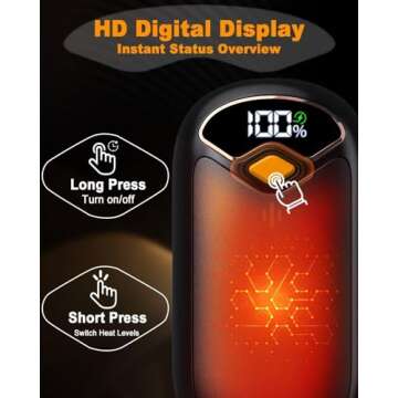 Hand Warmers Rechargeable - 7000mAh Electric Hand Warmer Reusable 2 Pack with LED Digital Display, 4...