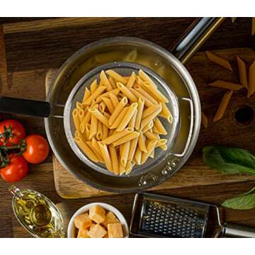 Kafoor 9" Large Fine Mesh Strainer with Thermoplastic Rubber Handle - Durable Kitchen Essential for ...