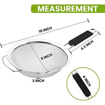 Kafoor 9" Fine Mesh Strainer with Rubber Handle