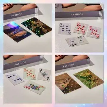 36 Sheets Holographic Sticker Paper, Clear Vinyl Lamination Sticker Film Self Adhesive, Transparent Overlay Laminate Sticker Paper Waterproof-Gem/Dots/Sand Star/Rainbow/Star/Heart, 8.5x11 Inch