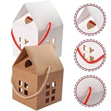 Small Business Supplies 20pcs Wedding Candy Boxes House Shaped Candy Boxes Boxes Paper Treat Bags Kraft Paper Package Box for Wedding Birthday Shower Small Shipping Boxes