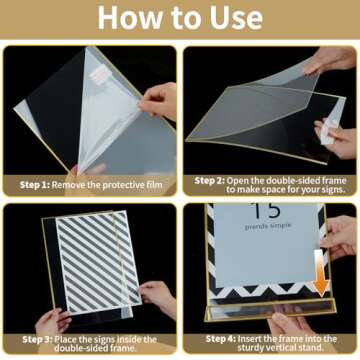 Svalor Gold Acrylic Sign Holder 4X6 inch, 6 Pack Wedding Table Number Frames Vertical , Double Sided Display Gold Picture Frame, Clear Menu Holders for Wedding Reception, Party Decoration