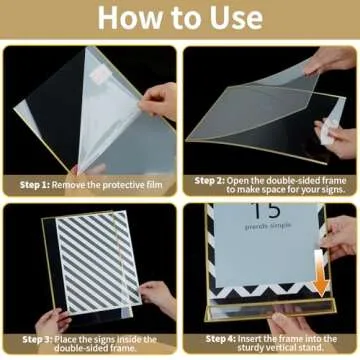 Svalor Gold Acrylic Sign Holder 4X6 inch, 6 Pack Wedding Table Number Frames Vertical , Double Sided Display Gold Picture Frame, Clear Menu Holders for Wedding Reception, Party Decoration