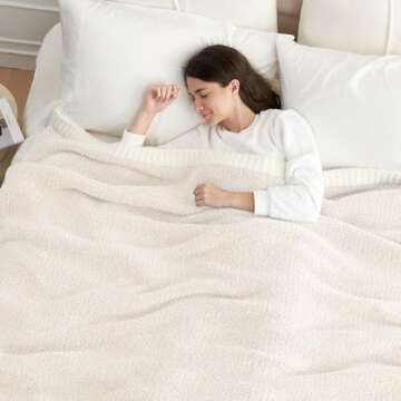 Snuggle Sac Buttery Ivory Bedding Blankets Twin Size 60x80, Super Soft Blankets Warm Cozy Knit Fuzzy Plush Blanket for Sofa, Bed, Living Room, Heather Ivory, 60x80 inches