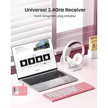 Artciety Foldable Bluetooth Keyboard, Wireless Portable Keyboard with Larger Touchpad, Pocket-Sized Pink Folding Keyboard for Windows iOS Android Laptop Tablet Phone iPad MacBook - Pink
