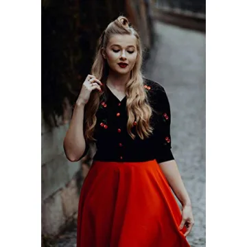 Chic Cherry Embroidered 3/4 Sleeve Cardigan - Black