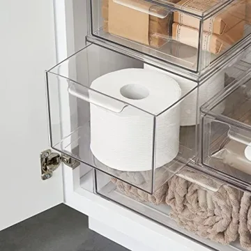 mDesign Clear Stackable Bathroom Organizer Bins - 8 Pack