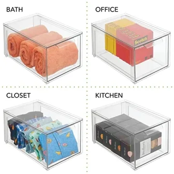 mDesign Clear Stackable Bathroom Organizer Bins - 8 Pack