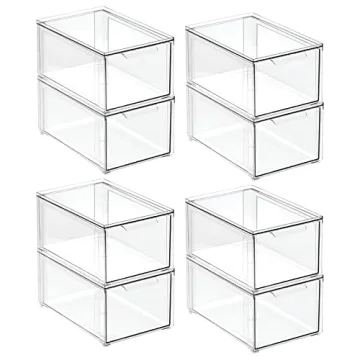 mDesign Clear Stackable Bathroom Organizer Bins - 8 Pack