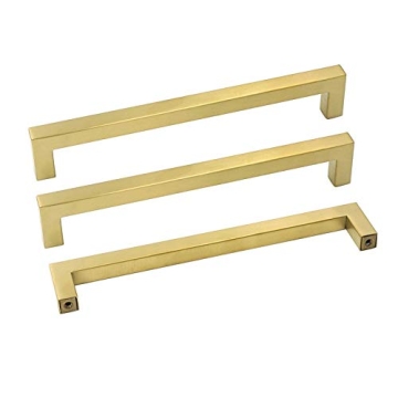 Goldenwarm Brass Kitchen Cabinet Hardware Gold Drawer Pulls - 10 Pack