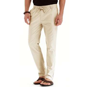 Sailwind Men's Drawstring Linen Pants for Summer Comfort
