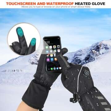 4000mAh Heated Gloves for Men Women, Rechargeable Electric Battery Hand Warmers Gloves Heating Winter Warm Touchscreen Gloves Waterproof Windproof Gloves for Outdoor Cycling Skiing Hiking Working
