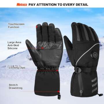 4000mAh Heated Gloves for Men Women, Rechargeable Electric Battery Hand Warmers Gloves Heating Winter Warm Touchscreen Gloves Waterproof Windproof Gloves for Outdoor Cycling Skiing Hiking Working