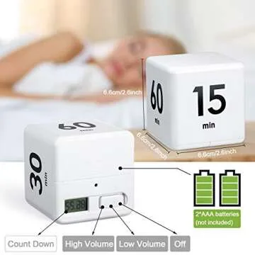 Weewooday Cube Timer Block for ADHD Productivity Workout Gravity Sensor Flip Kitchen Desk Timer for ...