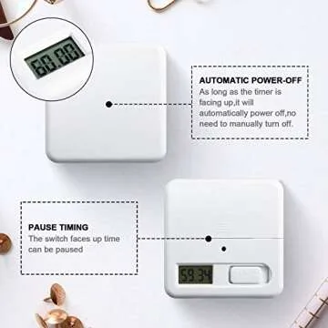 Weewooday Cube Timer Block for ADHD Productivity Workout Gravity Sensor Flip Kitchen Desk Timer for Learning Time Countdown Management Settings 15 20 30 60 Minutes, 2.6 Inch(White)