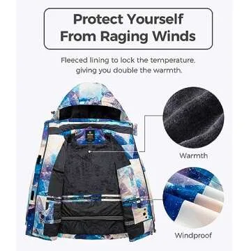 Wantdo Women's Waterproof Ski Jacket with Detachable Hood