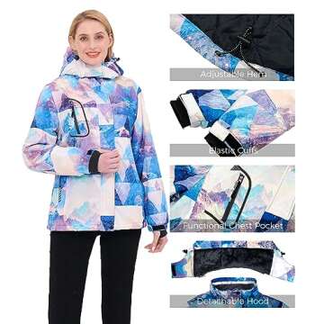 Wantdo Women's Waterproof Ski Jacket with Detachable Hood