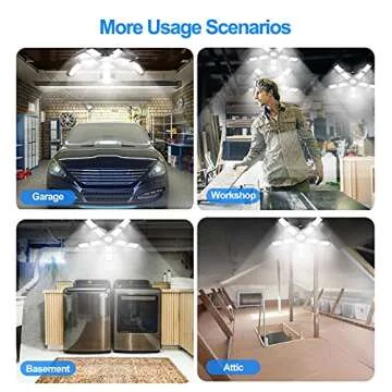 Alicosoty LED Garage Light, 180W 18000LM Deformable LED Garage Ceiling Lights, Garage Lighting with 10 Adjustable Panels, 6500K Daylight LED Shop Light for Garage, Basement, Attic, Warehouse (1-Pack)