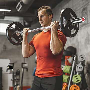 Olympic Barbell Curl Bar EZ Bar Strength Training Bar Threaded Chrome Barbell Bar for Weightlifting,...