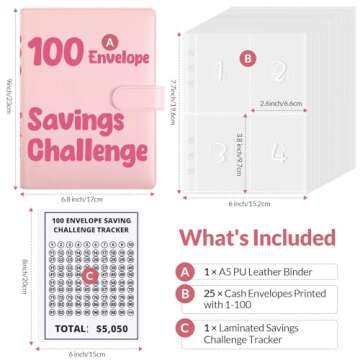 SKYDUE Money Saving Challenge Binder: 100 Envelopes