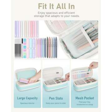 Four Candies 39 PCS Aesthetic School Supplies with Cute Pen Case, 12 Pastel Highlighters, 5 Black In...