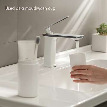 Travel Toothbrush Case, Portable Tooth Brush Holder and Toothpaste Cover Container with Mouthwash Cup, Compact Oral Clean Tools Organizer for Traveling/Camping/School/Home - Large Capacity White